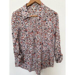 Joie paisley white pink blue floral Spring garden button down blouse XS
